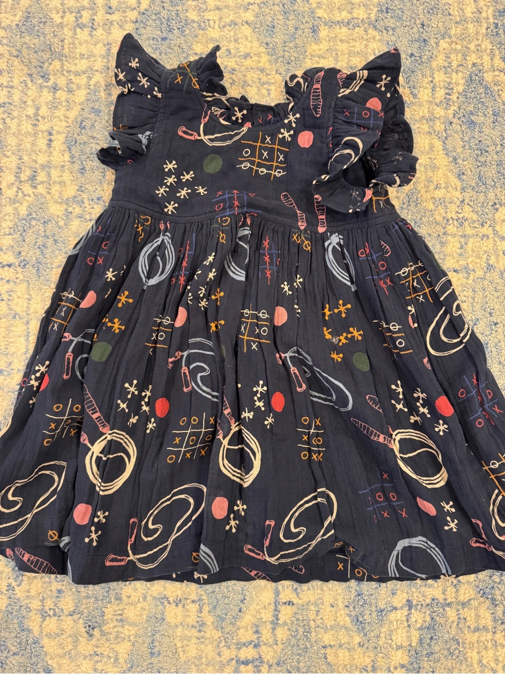 Pink Chicken Jennifer Dress Tic Tac Toe Navy Girls 3Y